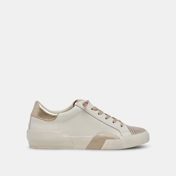 Zina Sneaker - White/Gold Leather