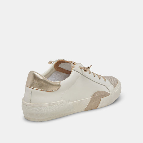 Zina Sneaker - White/Gold Leather
