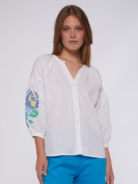 Mabel Shirt - White Linen