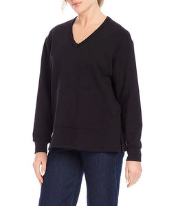 V-Neck Sweatshirt - Black