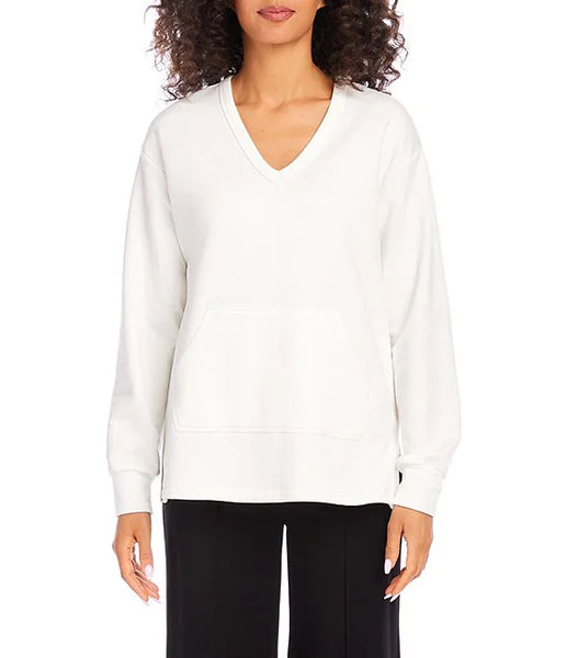 V-Neck Sweatshirt - Cream