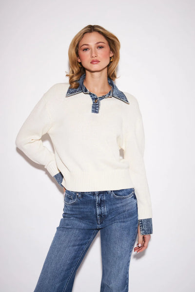 Elton Collared Sweater - Oxford Denim