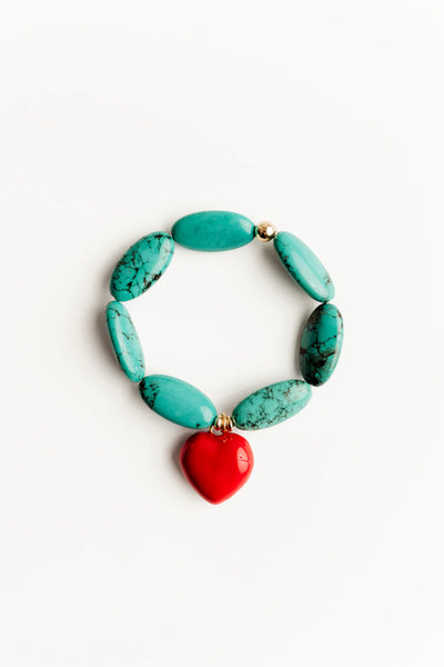 Dove Heart Bracelet - Turquoise/Red