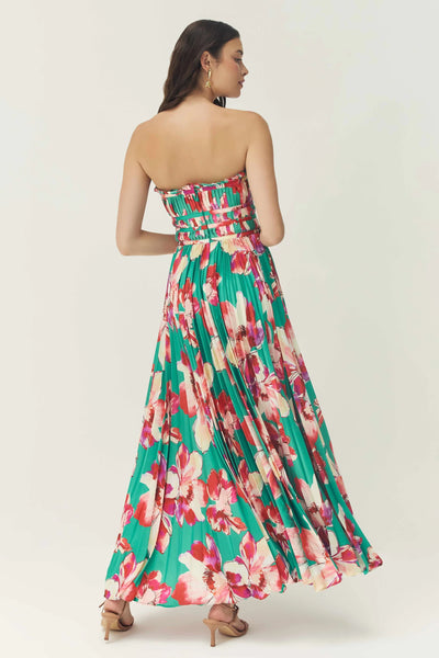 Sabina Dress - Green/Multi Watercolor Lotus