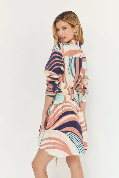 Okin Dress - Multi Organic Wavy Geo