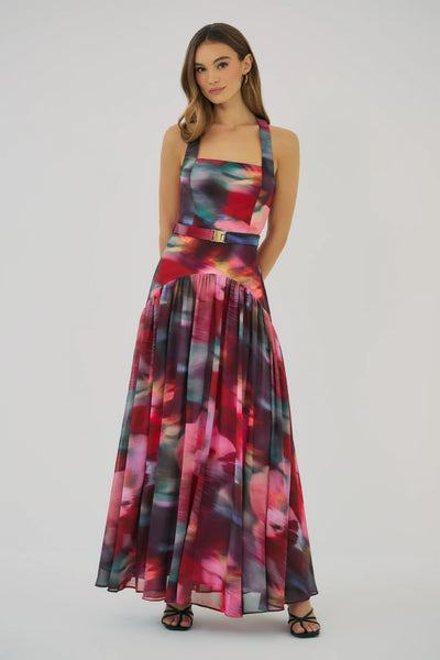 Aza Dress - Multi Blurred Orchids