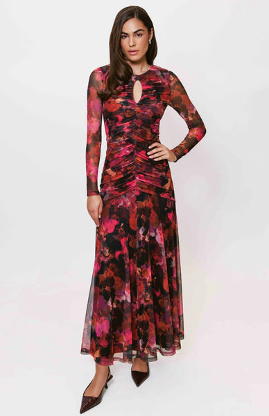 Ramy Dress - Pink Multi Abstract Paint Blot
