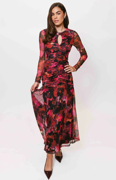 Ramy Dress - Pink Multi Abstract Paint Blot