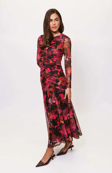 Ramy Dress - Pink Multi Abstract Paint Blot