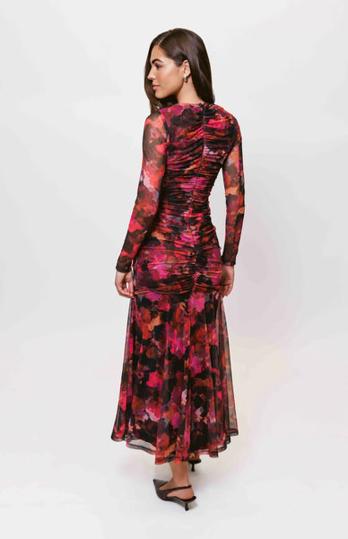 Ramy Dress - Pink Multi Abstract Paint Blot