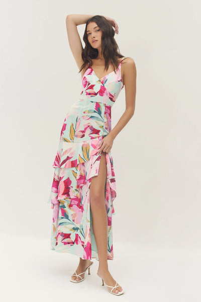 Robina Dress - Mint/Multi Overlay Tropical