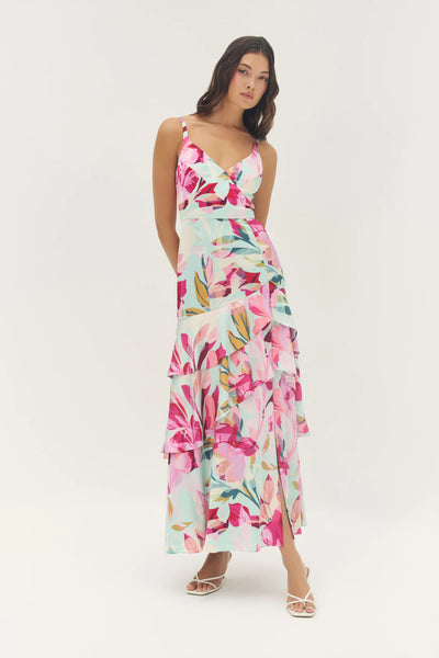 Robina Dress - Mint/Multi Overlay Tropical