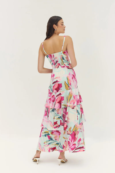 Robina Dress - Mint/Multi Overlay Tropical