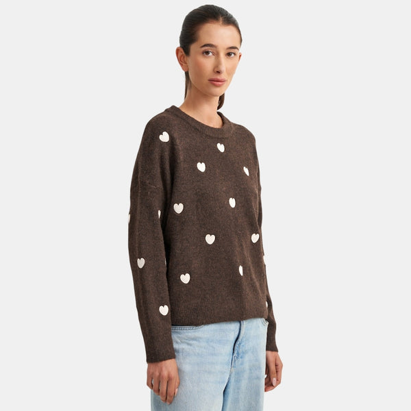 Myles Heart Sweater - Brown