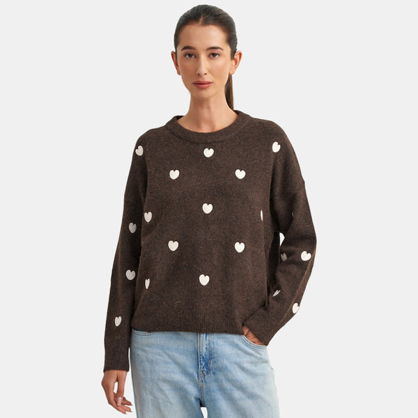 Myles Heart Sweater - Brown