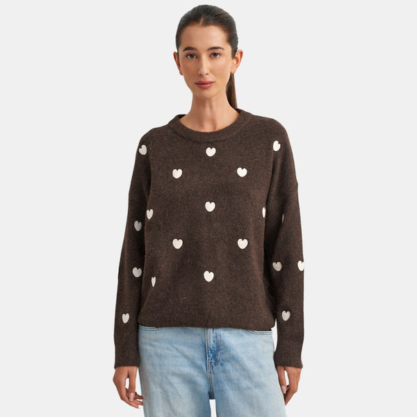 Myles Heart Sweater - Brown