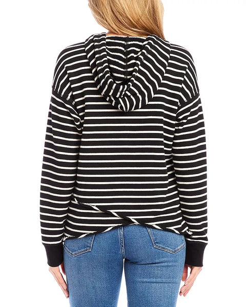 Asymmetric Hem Hoodie - Stripes