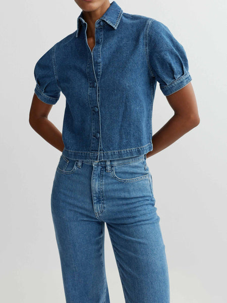 Montauk Puff Sleeve Shirt - Terra Blues Aura