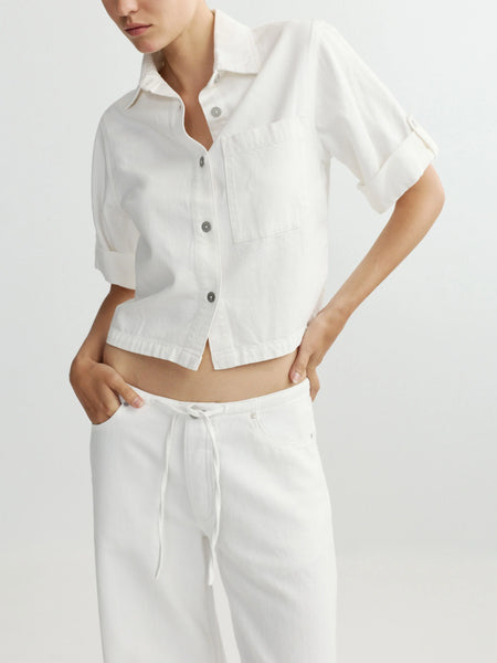 Montauk Cuffed Sleeve Shirt - White Aura