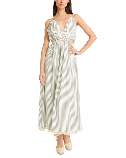 Cutout Maxi Dress - Green/White