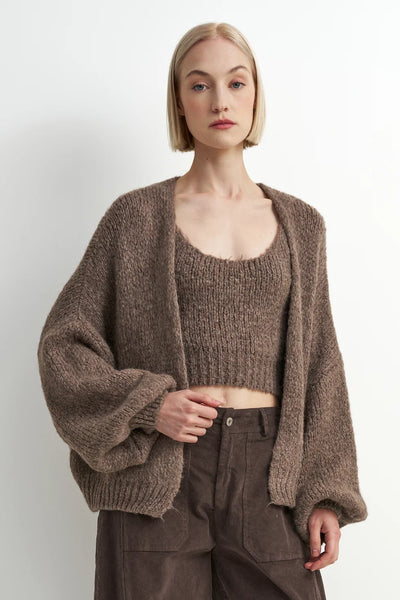 Sydney Tank/Cardigan Set - Taupe