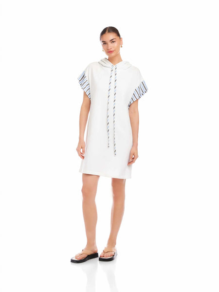Dayna Contrast Hoodie Dress - Off White