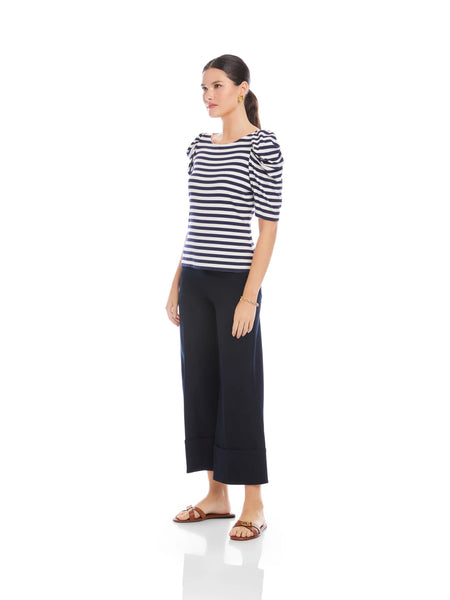 Marni Elbow Sleeve Top - Navy/White