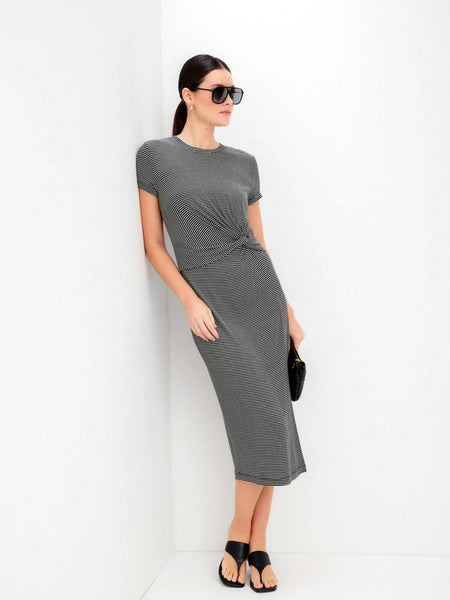 Gianna Side Knot Dress - Black/White