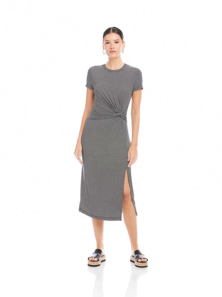 Gianna Side Knot Dress - Black/White