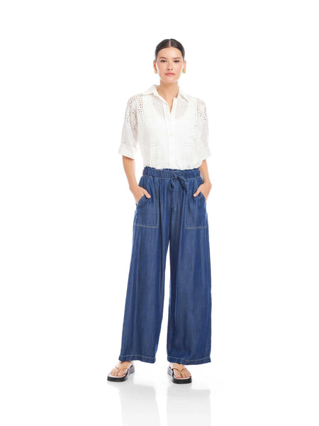 Kendra Patch Pocket Pants - Chambray