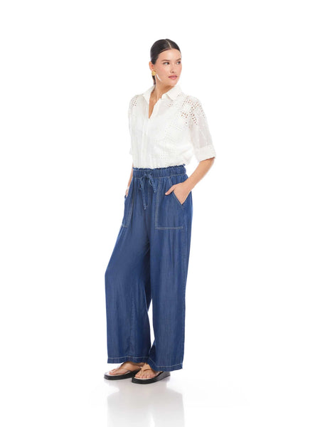 Kendra Patch Pocket Pants - Chambray