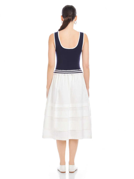 Thea Contrast Midi Dress - Navy/White