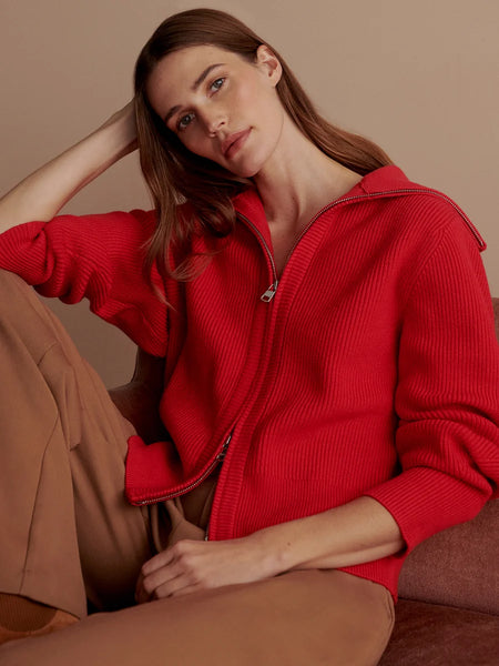 Enrico Knit Jacket - Washed Red