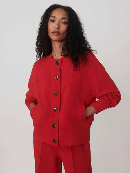 Olwen Button Front Sweat - Red Marl