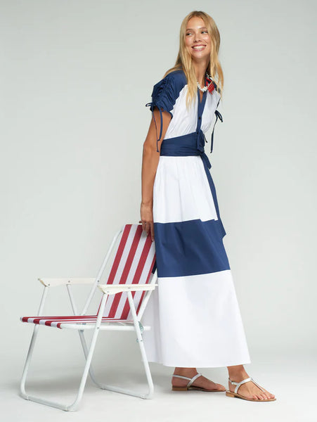 Colorblock Dress - Navy/White