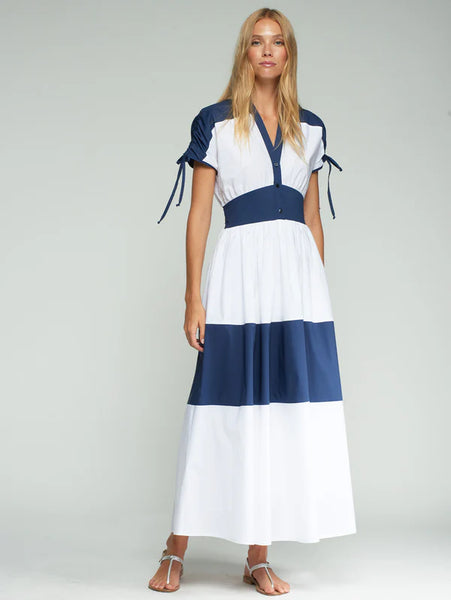 Colorblock Dress - Navy/White
