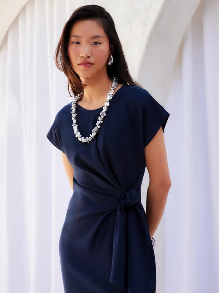 Marisa Side Knot Dress - Navy