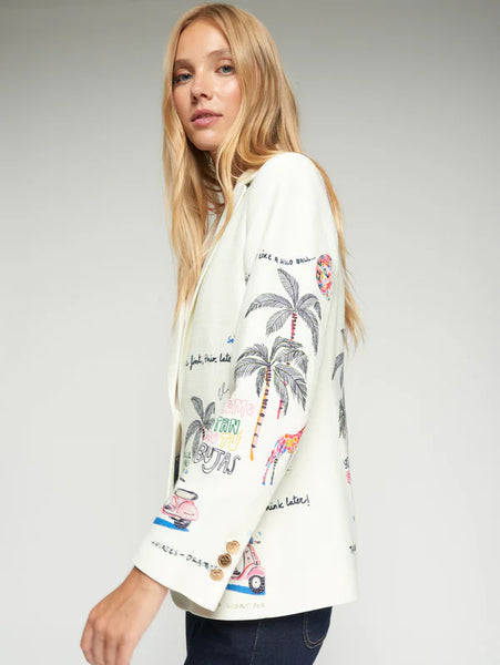 White Statement Jacket - Summer Print