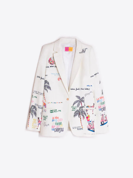 White Statement Jacket - Summer Print