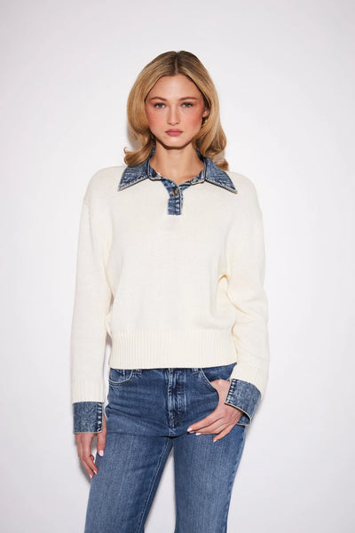 Elton Collared Sweater - Oxford Denim