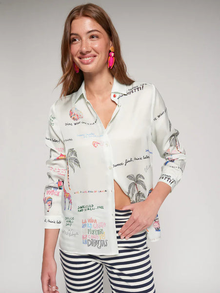 Quotes And Palm Tree Shirt - Mint Quirky Dance