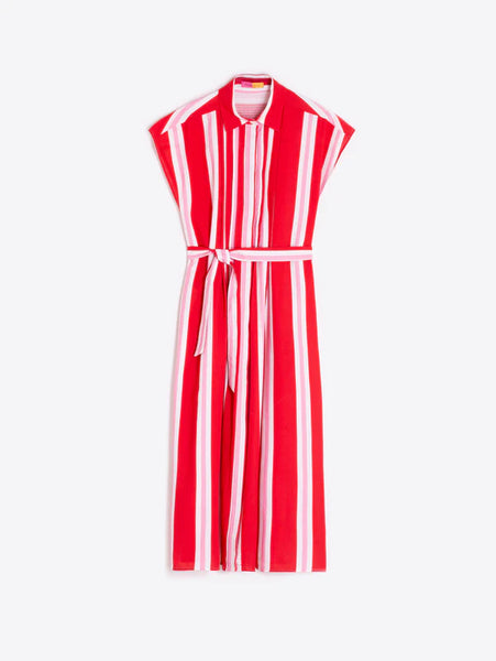 Striped Midi Dress - Red