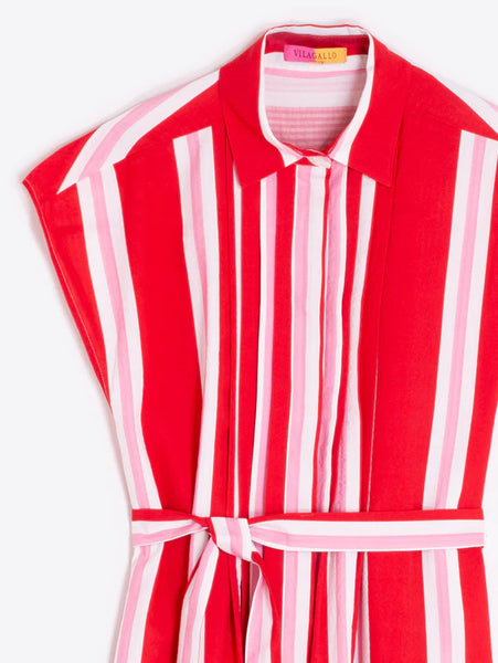Striped Midi Dress - Red