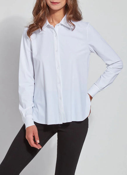 Connie Slim Button Down - White