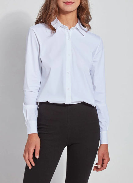 Connie Slim Button Down - White