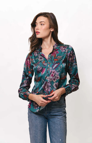 Port Top - Teal Japonisme Floral