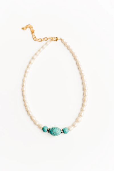 Miren Necklace - Pearl/Turquoise