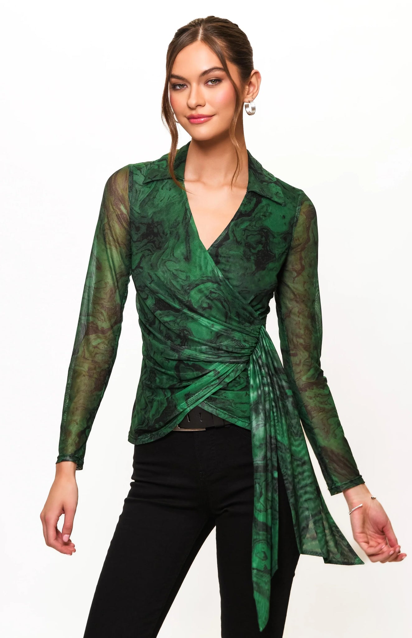 Gale Blouse - Emerald Marble Swirl