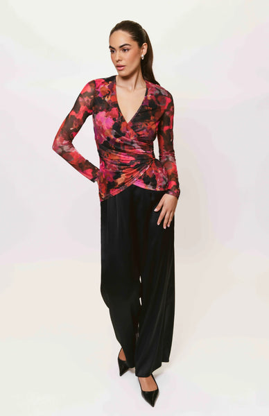 Evia Top - Pink Multi Abstract Paint Blot