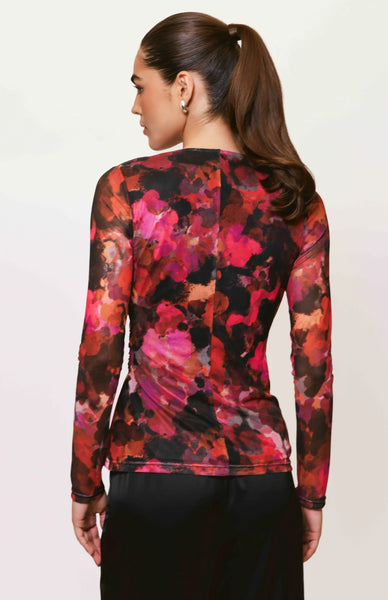 Evia Top - Pink Multi Abstract Paint Blot